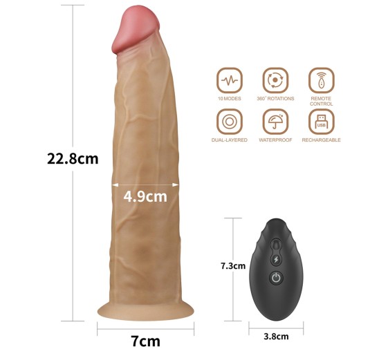 Silikonowy analny penis z przyssawką żylasty 23cm